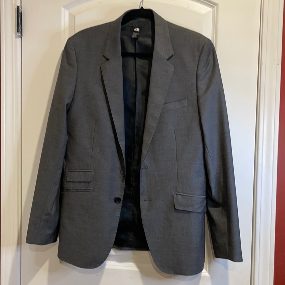 Charcoal grey Suit jacket and pants from h&m 38R 32 waist slim